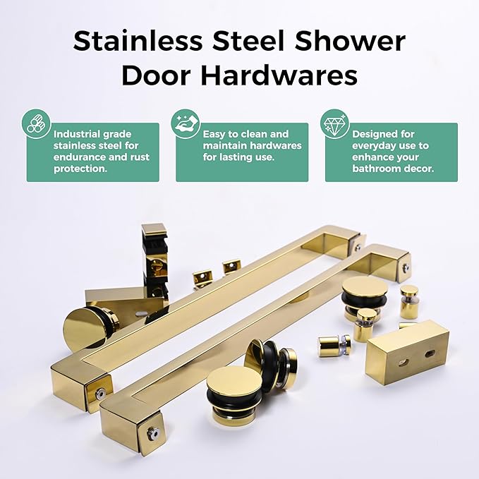 DELAVIN 56"-60" W x 75" H Frameless Shower Door, Double Sliding Shower Door, Glass Shower Door with 5/16" (8mm) Clear SGCC Tempered Glass, Explosion-Proof Film, Stainless Steel Hardware, Gold