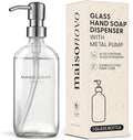 MaisoNovo Soap Dispenser 1-Piece Set | 16.9oz Clear Bottles with Silver Stainless Steel Pump