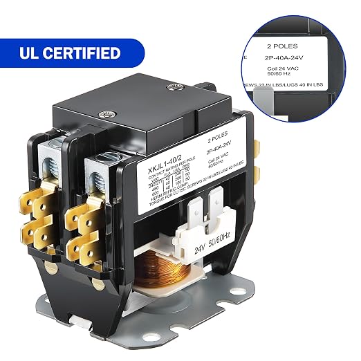 Dreyoo 2 Pcs 24V Coil 40A 2 Pole Air Conditioner Contactor, UL Certified HVAC - Image 4