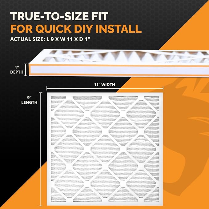 Tiger Tough 9x11x1 Air Filter MERV 8 MPR 600-800, High-Performance Pleated HVAC - Image 2