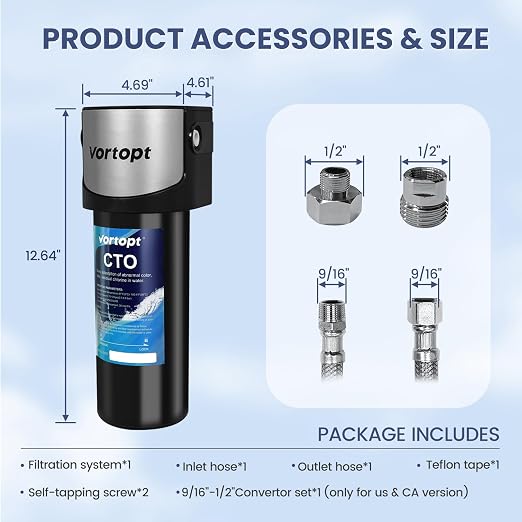 Vortopt Q7 Under Sink Water Filter System, Bad Taste & Odor, Under Counter - Image 6