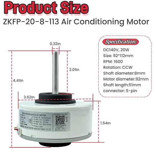 Air Conditioning Motor ZKFP-20-8-113, Brushless DC Motor fit - Image 2