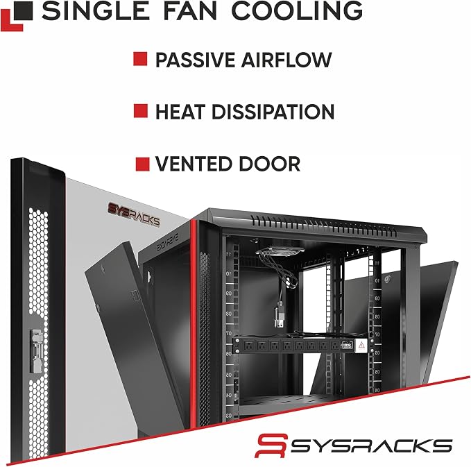 Sysracks 18U Wall Mount Server Rack Cabinet, 19” Locking Network Rack, 24” Deep - Image 2