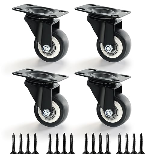 Alise Caster Wheels, Polyurethane Foam No Noise Anti-wear Smooth Plate Castor by Alise