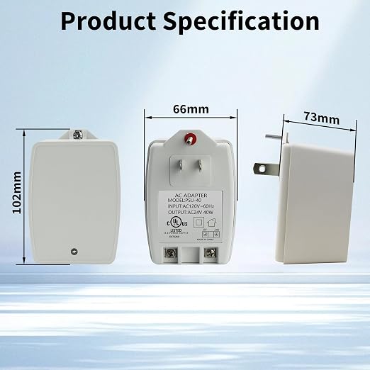 24V 40VA Plug-in AC Transformer Doorbell Power Supply | AUTO-Resetting - Image 6