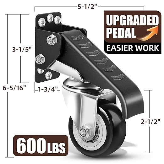 SPACECARE Workbench Casters kit 600Lbs Heavy Duty Quick Release 2 Mounting - Image 2