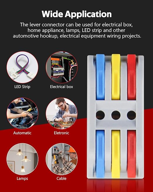 ALITOVE 3 Wire Splice Connectors 10pcs Quick Connect Wire Connectors Push-in - Image 6