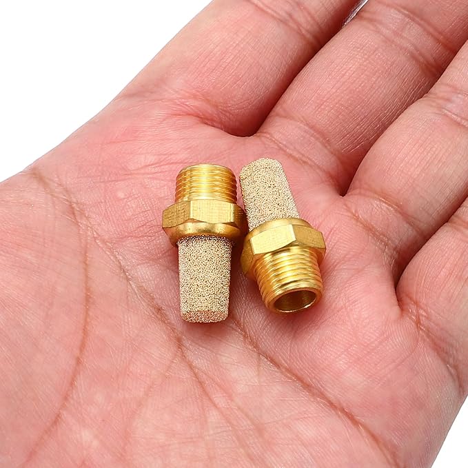 MECCANIXITY 4pcs Male Air Pneumatic Mufflers 1/8" NPT Male Sintered Bronze - Image 4