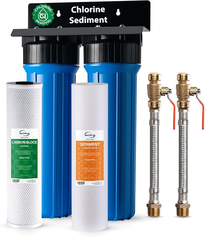 iSpring WGB22B+AHPF12MNPT16X2 2-Stage Whole House Water Filter System, Sediment by iSpring