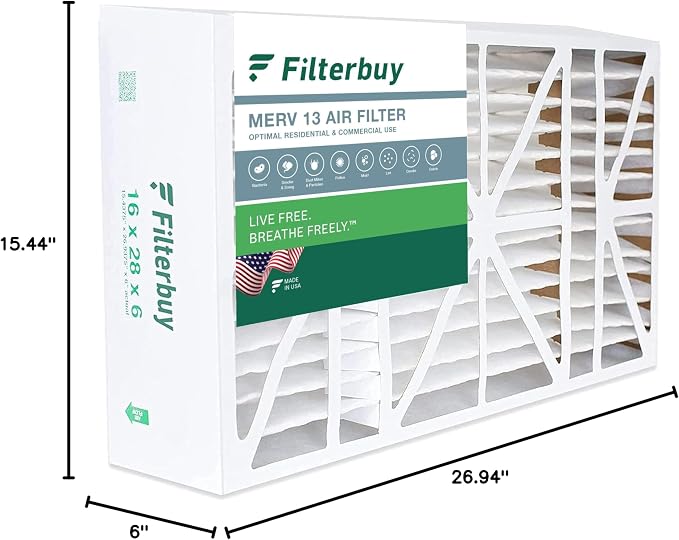 Filterbuy 16x28x6 Air Filter MERV 13 Optimal Smoke & Allergy Defense, Pleated - Image 10