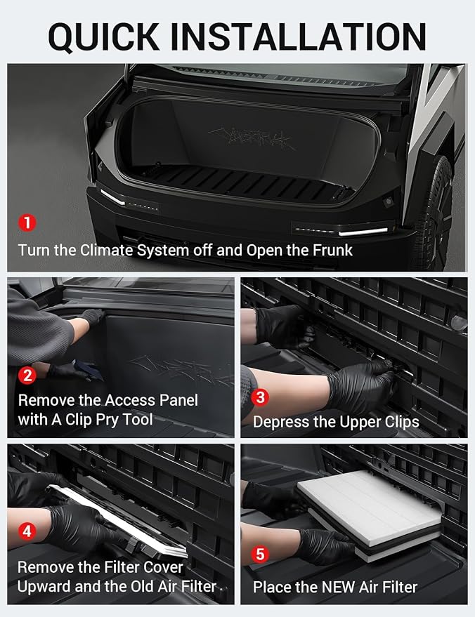 BASENOR 2026 Upgraded Tesla Cybertruck Air Filter HEPA Cabin Intake Air Filter - Image 7