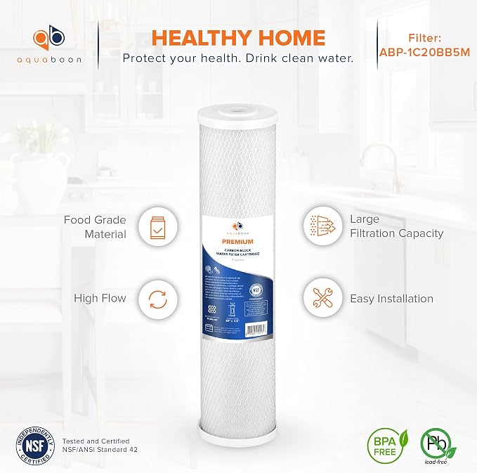 Aquaboon 5 Micron 20 x 4.5 Premium CTO Activated Carbon Water Filter Cartridge - Image 3