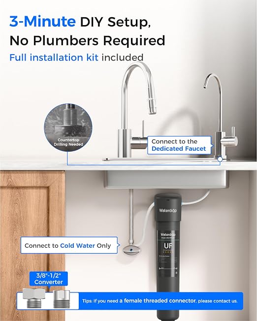 Waterdrop 15UB-UF 0.01 μm Ultra Filtration Under Sink Water Filter System - Image 7