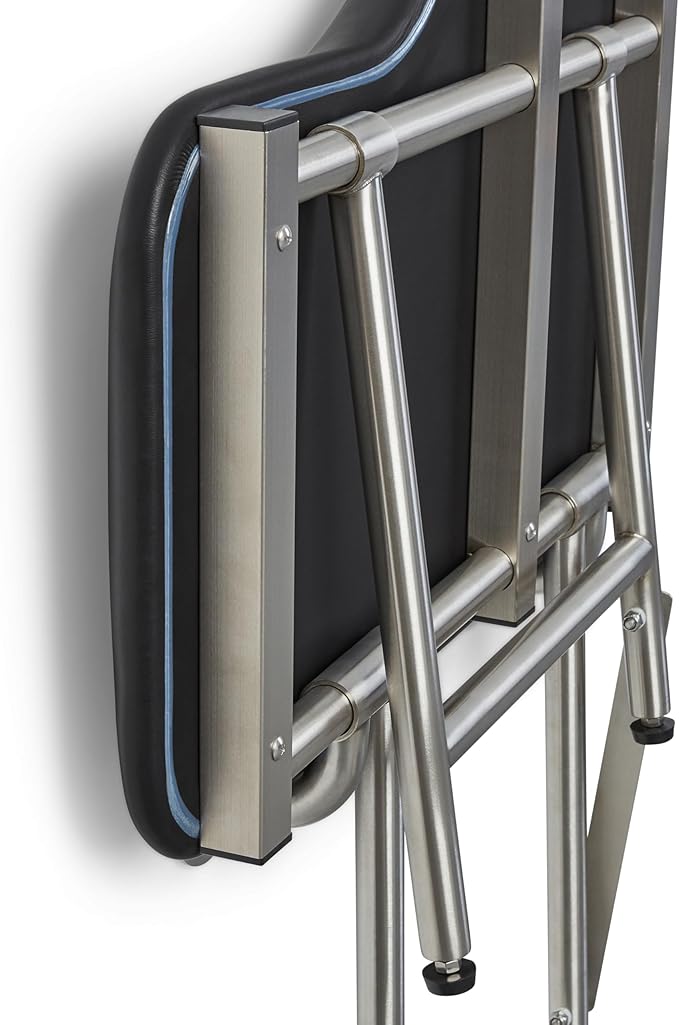 32" x 22.5" Black Padded Wall Mount Folding Left-Handed Transfer Bench Shower Seat with Legs, ADA Compliant