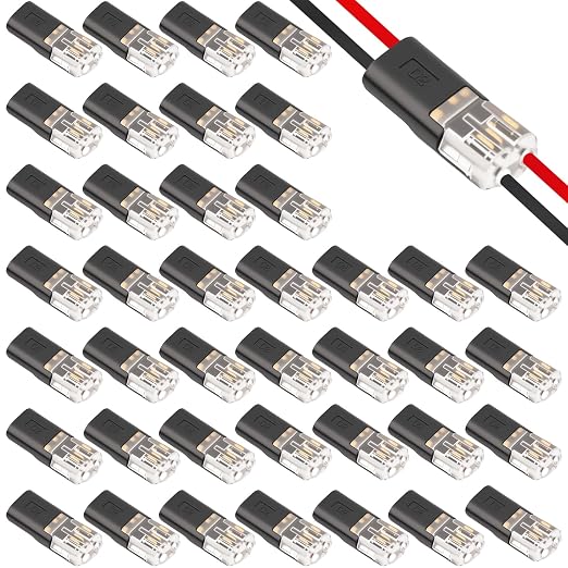 40 Pcs Low Voltage Double Wire Plug in Connector 2 Pin Quick Locking Buckle by Unknown