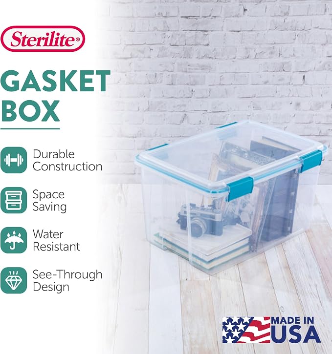 Sterilite 4 Pack Gasket Box, Weather-Resistant Storage Bins - Image 3