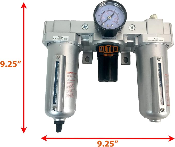 1/2" NPT HEAVY DUTY Compressed Air In Line Filter Regulator Lubricator Oiler - Image 2