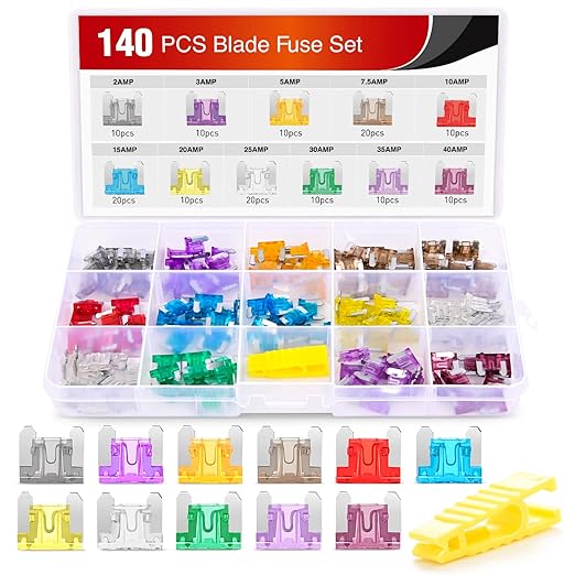 Nilight - 50014R 140pcs Low Profile Mini Blade Fuse Assortment, 2A 3A 5A 7.5A by Nilight