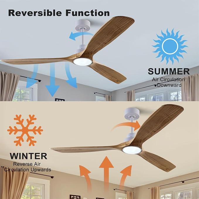 QUTWOB 60" Wood Ceiling Fan - Image 3