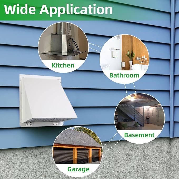 10 Inch Hooded Wall Vent with Screen and Damper, Galvanized Steel Exterior Wall - Image 7