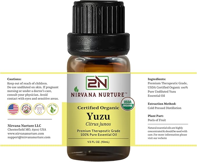 Yuzu Essential Oil USDA Certified Organic, 100% Pure Natural Premium Grade, Undiluted