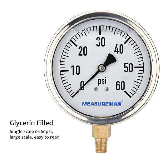 MEASUREMAN 4" Dial Size, Glycerin Filled Plumbing Pressure Gauge, Stainless - Image 5