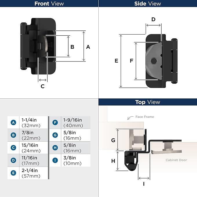 Amerock BPR8700FB | Cabinet Hinge | 3/8 inch Inset Double Demountable | Matte - Image 4