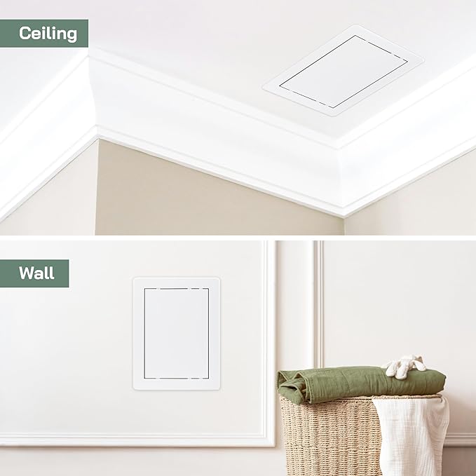 Vent Systems White ABS Plastic Access Panel 6 x 8 Inch (Opening) - Access Door for Drywall, Wall, Ceiling - Electrical, Plumbing Service Wall Hole Cover - Inspection Door - 6.6 x 8.6 Inch (Outer)