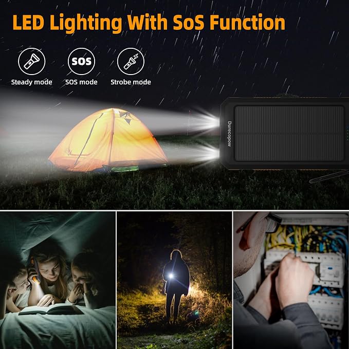 Solar Charger Power Bank 20, Portable Charger, 4 Cables 3 Ports Fast Charging - Image 5