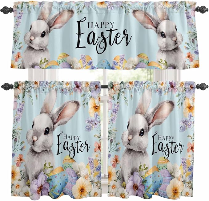 Happy Easter Kitchen Curtains Set 3 Piece by Unknown