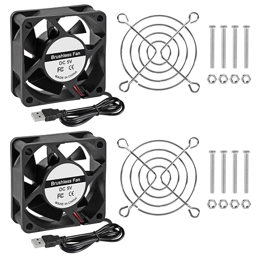 2Pcs 60mm 6025 Fan 60x60x25mm 5V Computer Cooler Fan 6cm Dual Ball Bearing USB by Unknown