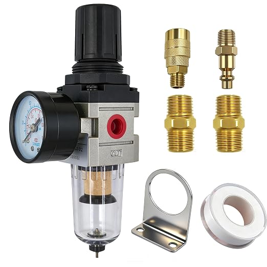 HengMinLingTong 1/4" NPT Compressed Air Filter Regulator Combo Piggyback by Unknown