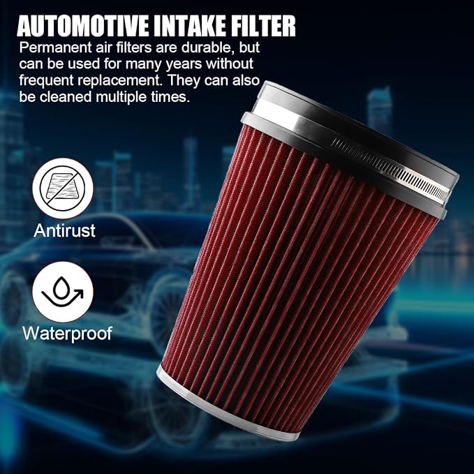 152mm 6" High Flow Cold Air Intake Filter, High-Performance Clamp-On Washable - Image 4