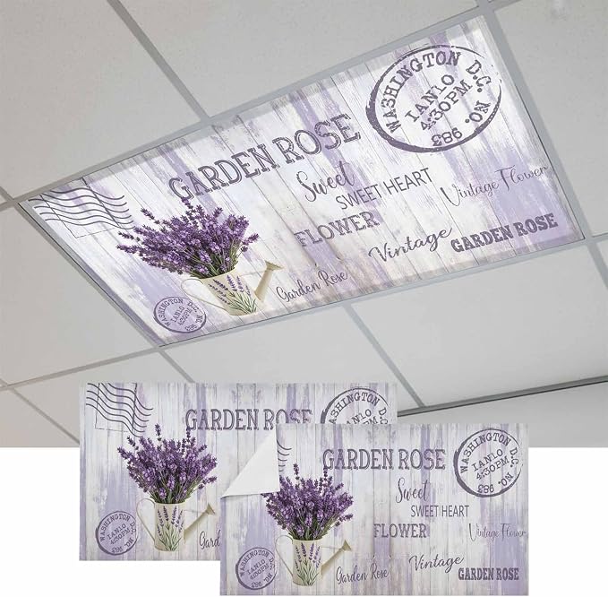 Fluorescent Light Covers for Ceiling Lights Lavender Flower Magnetic Light by Home+L6