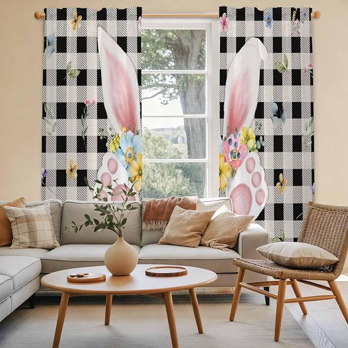 Easter Window Curtains 72 Inch Long 2 Panel Set, Rod Pocket Long Curtains & - Image 3