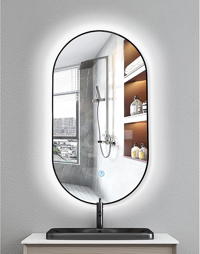 Oval LED Illuminated Bathroom Mirror, Wall-mounted Vanity Makeup Mirror - Image 7
