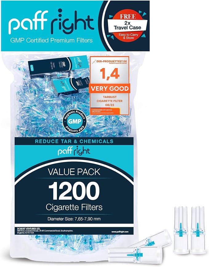 Paffright 1200 Cigarette Filters That Remove Tar and Chemicals, Reusable Filter by paff+right