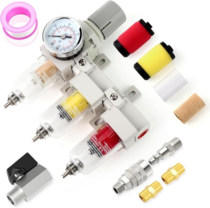 1/4" NPT 3 Stage Air Drying System, Coalescing Filter, Particulate Filter and by MEANLINMEASURE