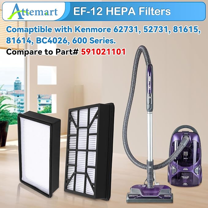 EF-12 HEPA Filter Replacement for Kenmore 600 Series, BC4026 Canister Vacuum - Image 2