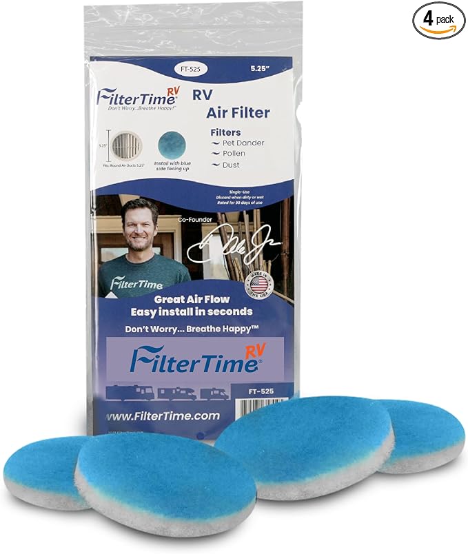 FilterTime RV FT-525 RV Air Filter 5.25" Round Air Duct AC Filter Replacement by FilterTime