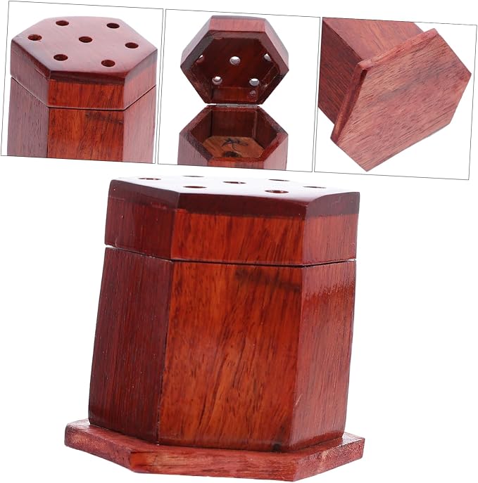 2pcs Hexagonal Wooden Incense Holder Rustic Finish Decorative Burner - Image 3