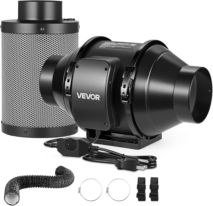 VEVOR 4" Air Filtration Kit, 180 CFM Inline Duct Fan by VEVOR