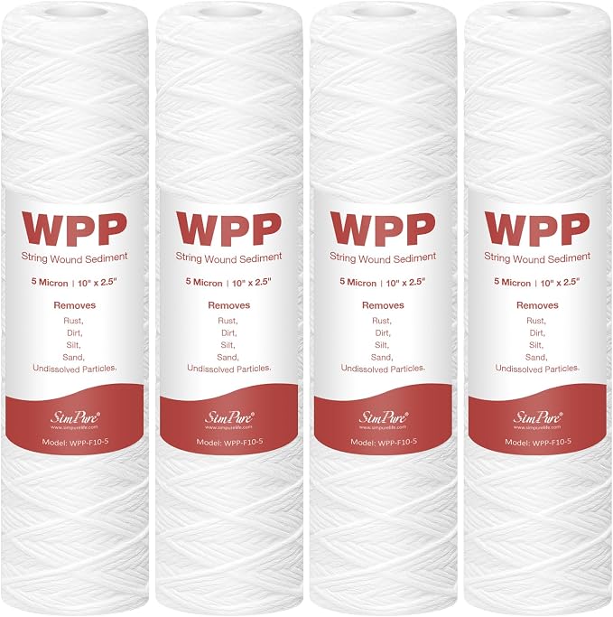 SimPure 5 Micron 10" x 2.5" String Wound Whole House Water Filter Cartridge by SimPure_Water