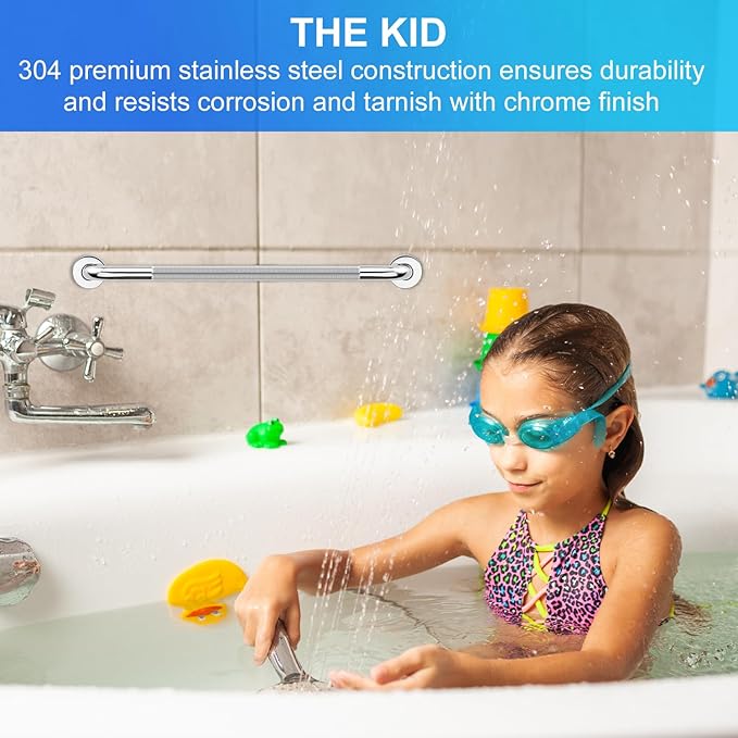 supregear Grab Bars for Bathtubs and Showers, Anti Slip Bathroom Grab Bars for Seniors, 304 Stainless Steel Safety Shower Handle, Toilet Handicap Elderly Assist Bathroom Wall Handle, 22 inch