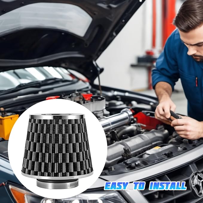 Clamp-On Car Air Intake Filter, 3 In/3.5 In/4 In Three Size High-Flow Washable - Image 5