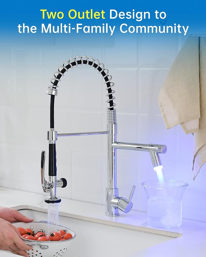 Fapully Kitchen Faucet with Pull Down Sprayer, Commercial Single Handle Kitchen - Image 2
