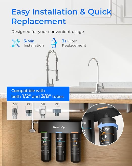 Waterdrop TSB-UF 0.01 μm Ultra Filtration Under Sink Water Filter System - Image 5
