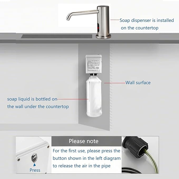 Automatic Soap Dispenser Touchless for Kitchen and Bathroom, Sink Built in Commercial Electric Soap Dispenser,Upgraded Infrared Sensors Brass Material, with Bottle and Pump 33.81oz/1000ml