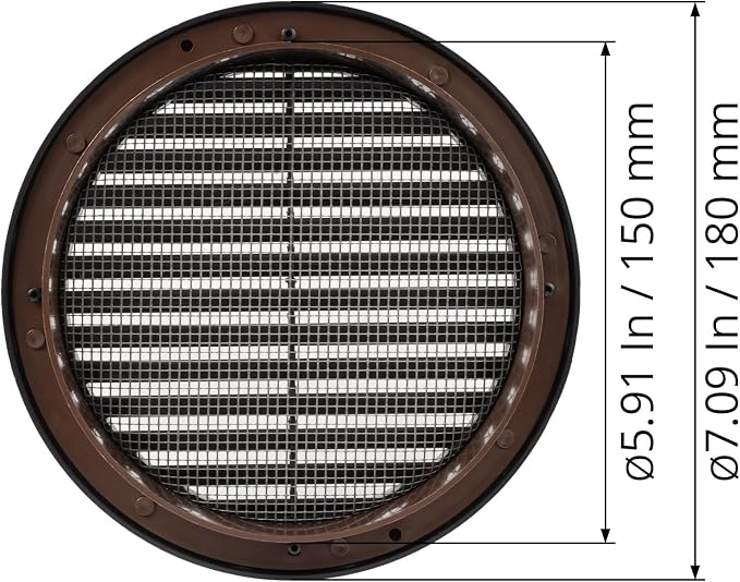 Black 6" Inch Round Ventilation Grille - Image 5
