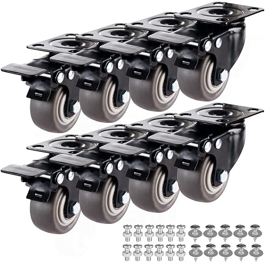 2" Casters Set of 8 Heavy-Duty Industrial Caster Wheels by GcFoir